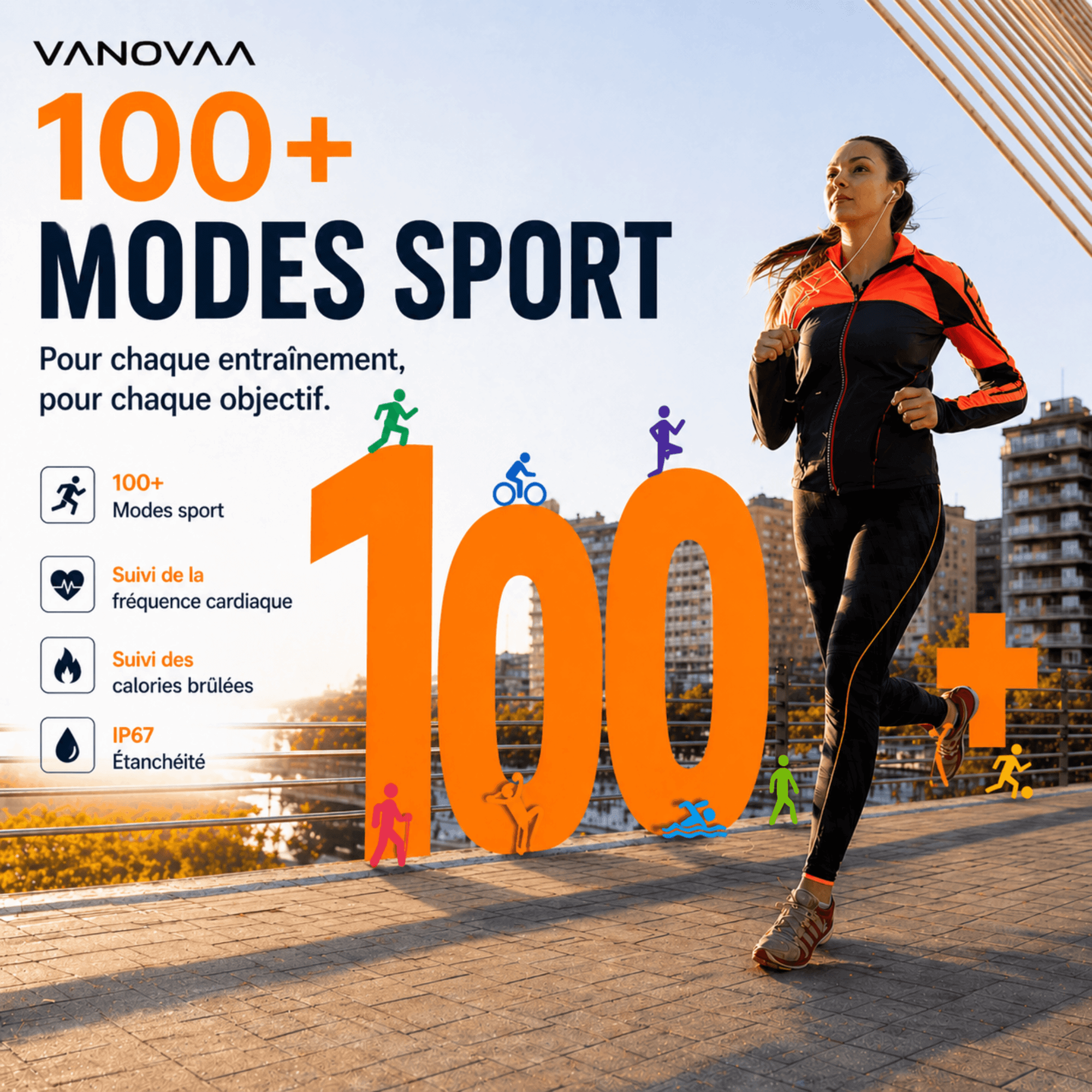 Smartwatch femme VANOVAA modes sport fitness