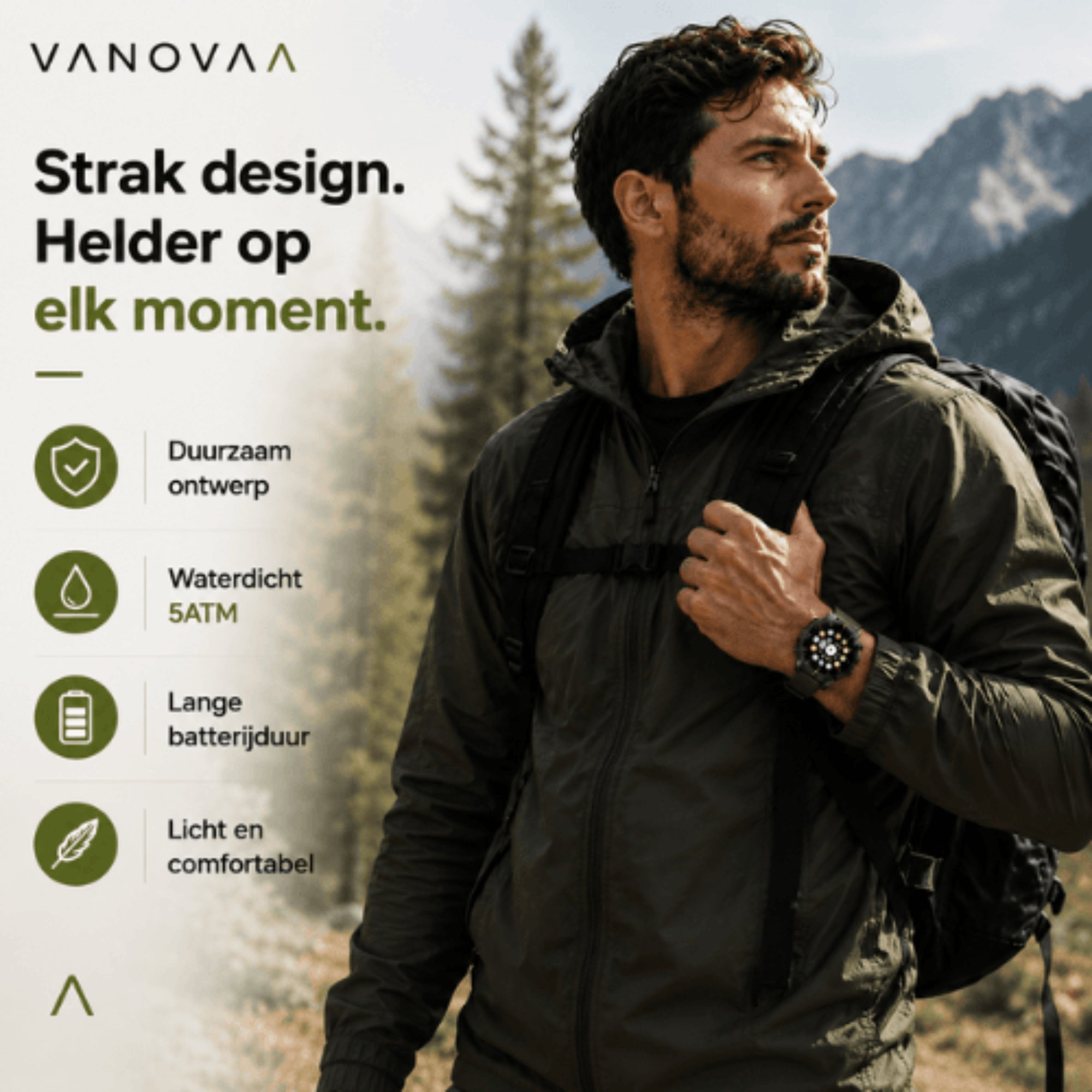 Vanovaa Smartwatch Heren & Dames – Bluetooth Bellen, 1.39" IPS HD, IP67 – Hartslagmeter & 100+ Sportmodi – Incl. Extra Band