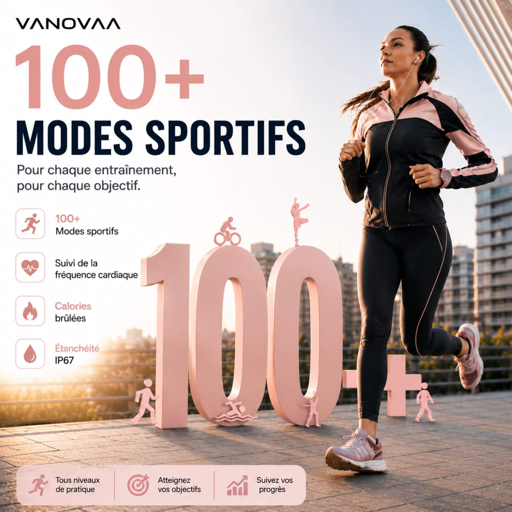 VANOVAA Smartwatch Femme – Montre Connectée AMOLED Appels Bluetooth & Suivi Santé