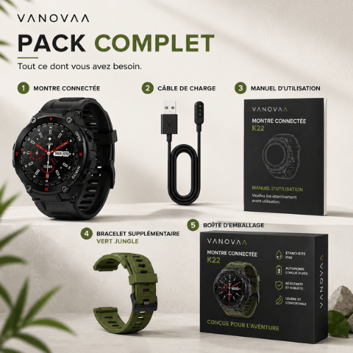 VANOVAA Smartwatch Homme 1,39" – Appels Bluetooth, 120+ Sports, Cardio SpO2, IP68