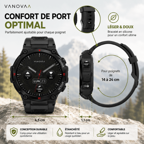 VANOVAA Smartwatch Homme 1,39" – Appels Bluetooth, 120+ Sports, Cardio SpO2, IP68