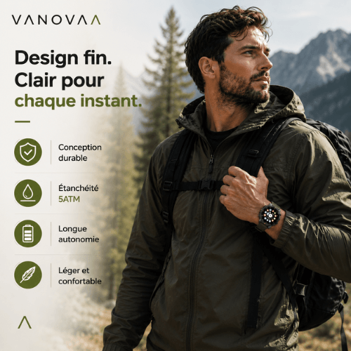 VANOVAA Smartwatch Homme 1,39" – Appels Bluetooth, 120+ Sports, Cardio SpO2, IP68