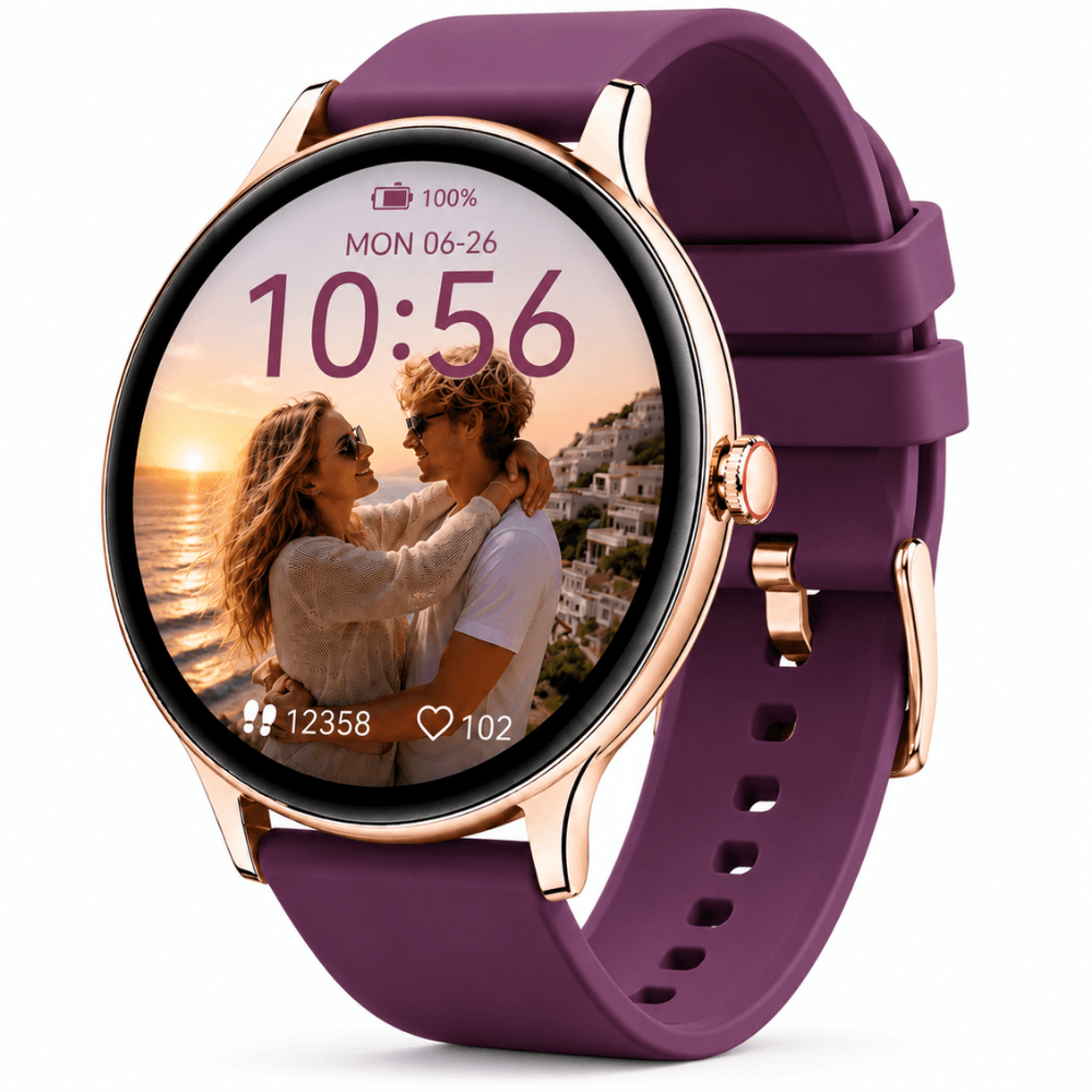 Smartwatch Dames - Bluetooth Bellen - 1.43'' AMOLED Ultra Clear Display - Ultradun Design - Hartslag, Slaap & SpO2 Monitor - Geschikt voor iPhone, Samsung & Android - 100+ Sportmodi - IP65 Spatwaterdicht - 3 Bandjes